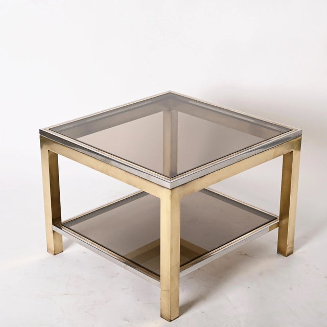 1970s Mid-Century Italian Brass Chrome and Glass Coffee Table, 1970s For Sale - Image 5 of 18