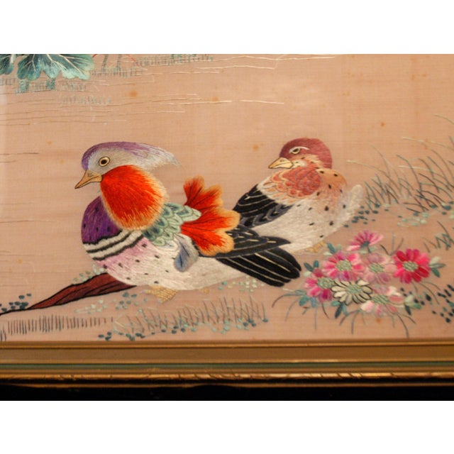 Antique Chinese Framed Silk Embroidery Mandarin Ducks Chairish
