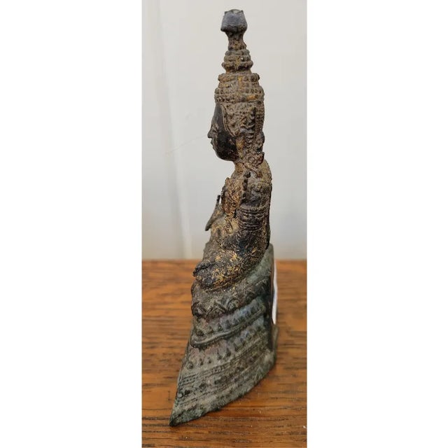Antique Bronze Gilt Thai Rattanakosin Buddha From Thailand For Sale - Image 4 of 5
