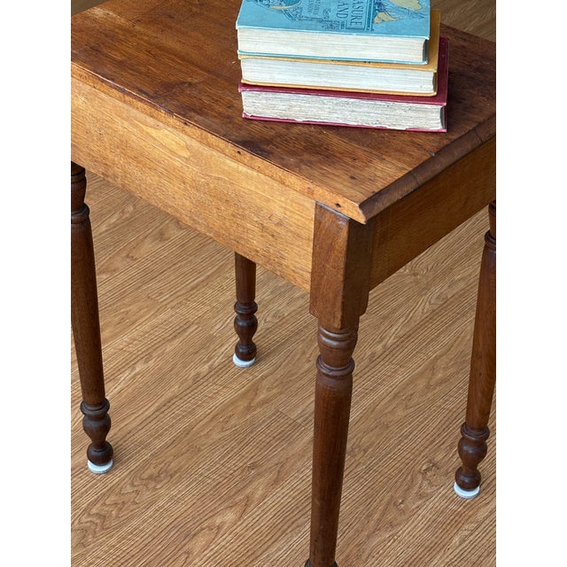 1850s American Primitive Honey Wood Accent Table With Sheraton Legs For Sale In Columbus - Image 6 of 8