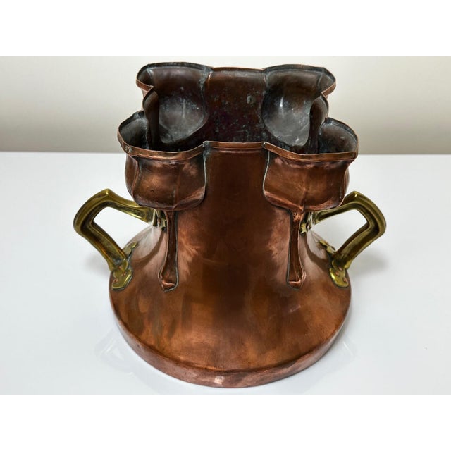 Beautiful Antique Dutch Copper Quatrefoil Cachepot Home Garden Planter With Brass Handles, Tulip Motif, Late 19th C For Sale - Image 4 of 16