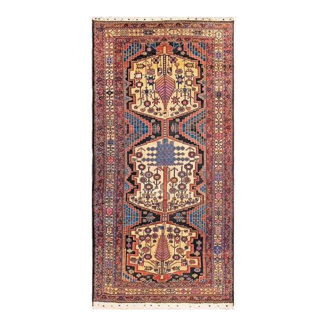 Artistic Tribal Geometric Primitive Animal Motif Antique Bakhtiari Rug For Sale