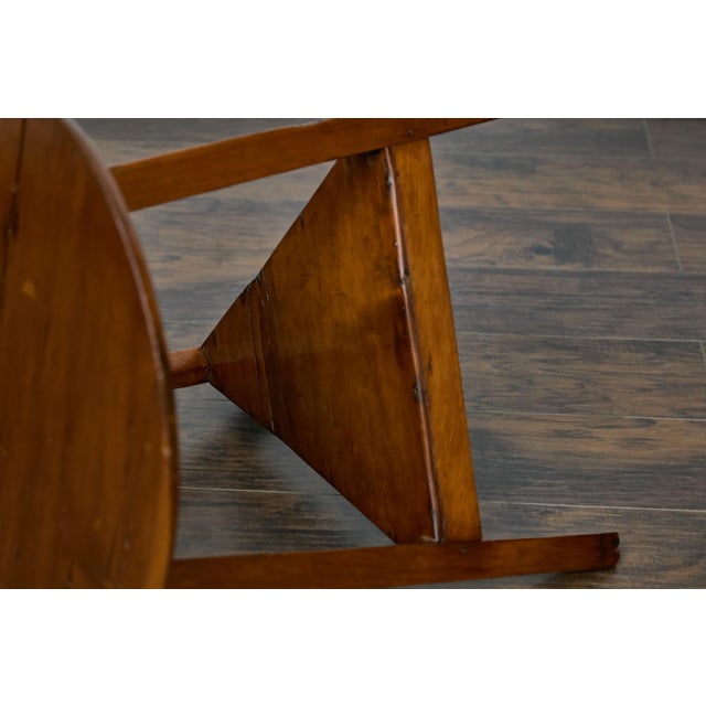 19th Century English Pine Cricket Table with Circular Top and Tripod Base For Sale - Image 4 of 12