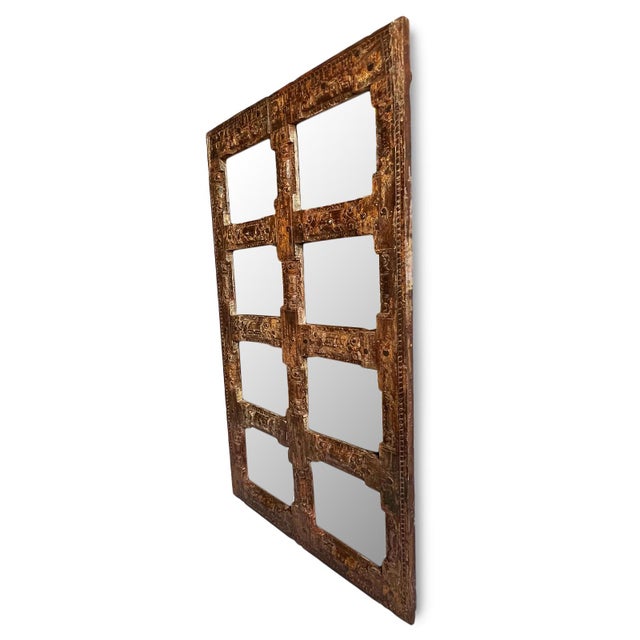 Old vintage door from Goa, India repurposed into a truly stunning full length mirror. Carved wood designs and iron details.