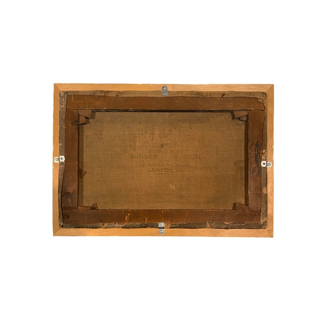 Mid-Century Sea Oil Painting With Linen Frame For Sale - Image 9 of 9