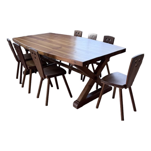 Table and Chairs Set by Malmvall, 1950s, Set of 9 For Sale