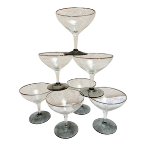 Vintage Midcentury Champagne Coupes, Set of Seven