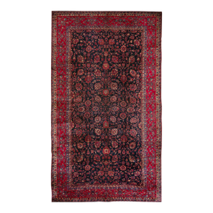 Fabulous Navy Blue and Red Color With Unique Florid Design Sarouk Rug