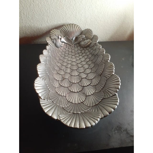 Silver 1994 Arthur Court Seashell Motif Aluminium Oval Bowl For Sale - Image 8 of 8
