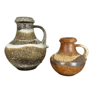 Multi-Colored Pottery Fat Lava Vases from Scheurich, Germany, 1970s, Set of 2