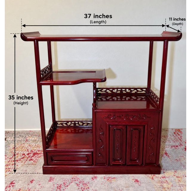 Asian Chinese Chinoiserie Asymmetric Étagère Display Cabinet With Pagoda Top- Bogu Jia For Sale - Image 3 of 12