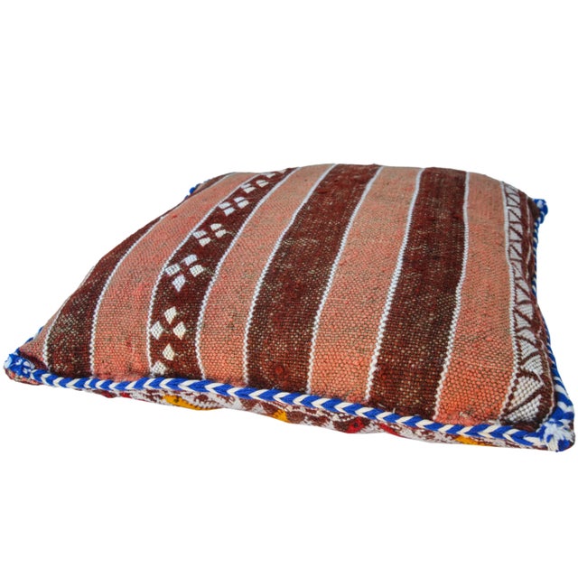 Mid 20th Century Moroccan Berber Pillow with Colorful Diamonds For Sale - Image 9 of 11