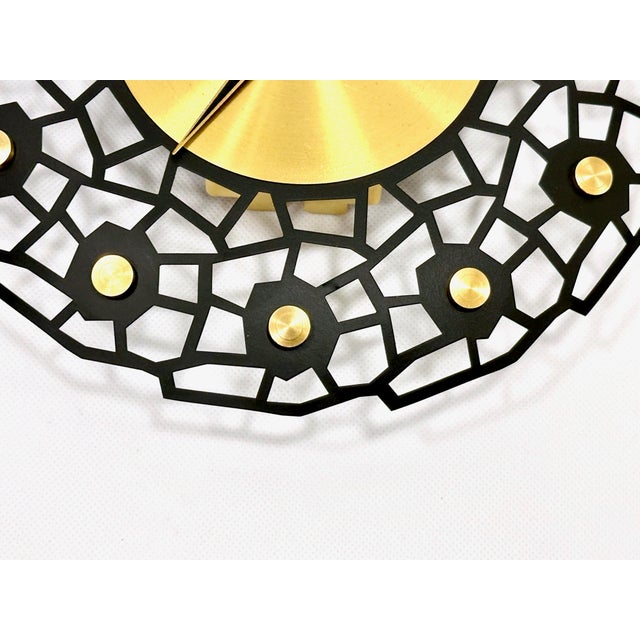 Mid-Century Brass & Steel Wall Clock from Weimar, 1960s For Sale - Image 6 of 7