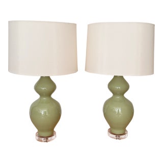 Paul Schneider Ceramic Gourd Lamps—Hand Crafted & Signed - a Pair For Sale