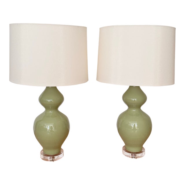 Paul Schneider Ceramic Gourd Lamps—Hand Crafted & Signed - a Pair For Sale