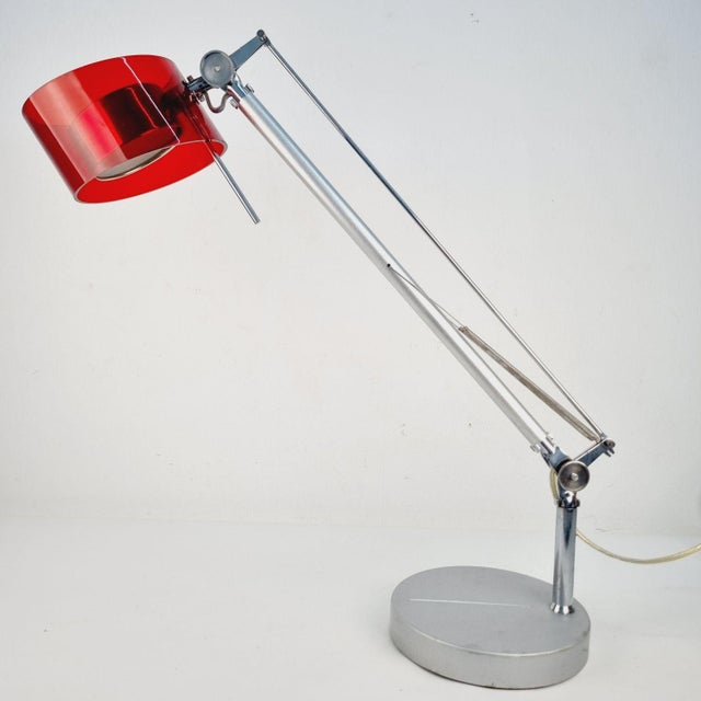 Metal Vintage Red and Chrome Table Lamp, 1980s For Sale - Image 7 of 14