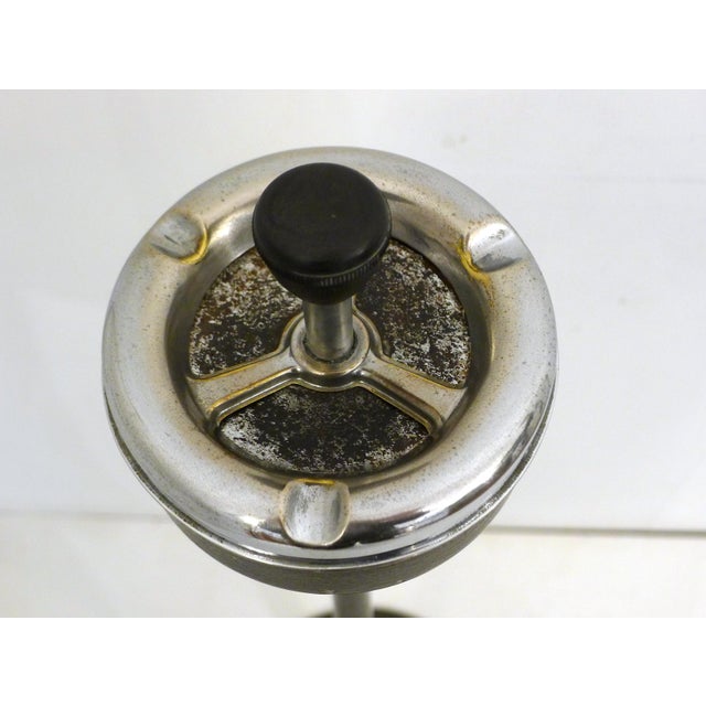 Mid-Century Modern Metal Standing Ashtray with Push-Button Lid, 1950s For Sale - Image 6 of 12