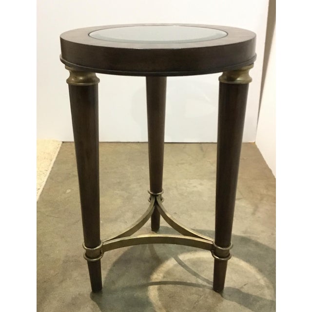 Drexel Heritage Transitional Wood and Glass Side Table Chairish