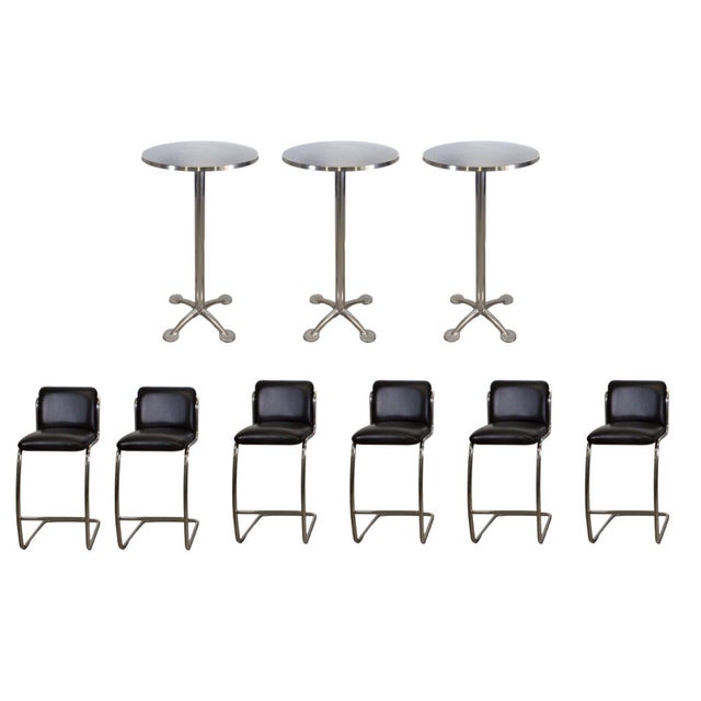 Early 21st Century Contemporary Modern Aluminum Chrome Pub Table Chairish