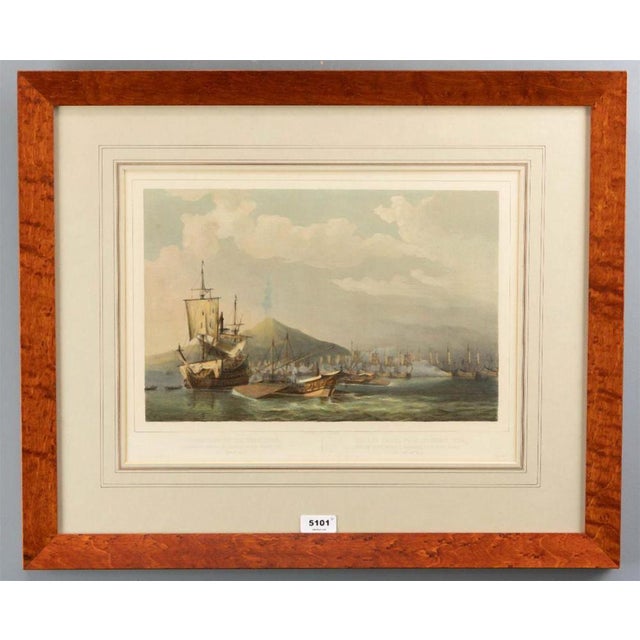 After Petrus Johannes Schotel, Naval Battle, Etna and Palermo Engagements of 1676, Lithographs, Set of 2, Framed For Sale - Image 4 of 9