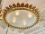 Spanish Crown Sunburst Fixture in Gilt Metal and Frost Glass, 1970s For Sale - Image 3 of 10