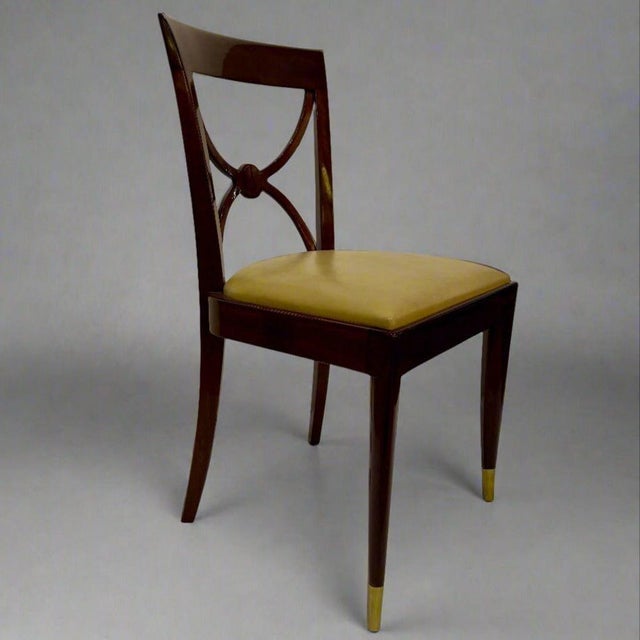A set of four De Coene Frères designed Art Deco period side chairs from France circa 1930. Each chair is constructed of...