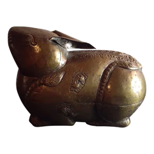1970s Ornate Hammered Brass Bunny Figurine