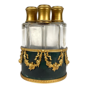 19th French Century Gilt & Patented Bronze & Crystal Perfume Bottles
