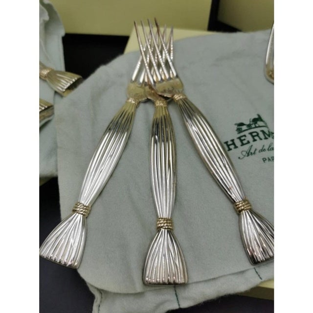 Harvest Flatware Set by Christofle Silversmiths for Hermès Paris, Set of 82 For Sale - Image 5 of 7