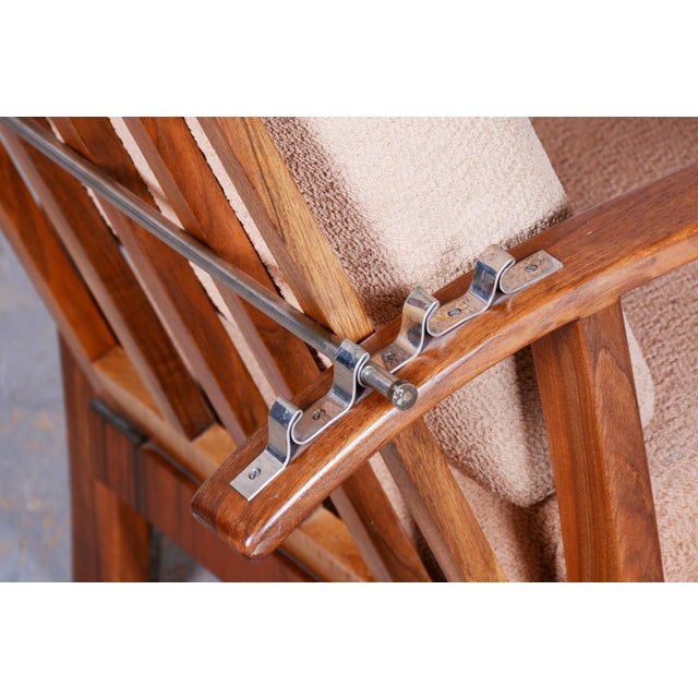 1920s Art Deco High Gloss Reclining Armchair in Walnut, Czech, 1920s For Sale - Image 5 of 15