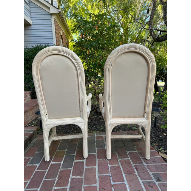 1980s Vintage 1980s American Drew Post Modern Round Back Split Reed Arm Chairs - a Pair For Sale - Image 5 of 12
