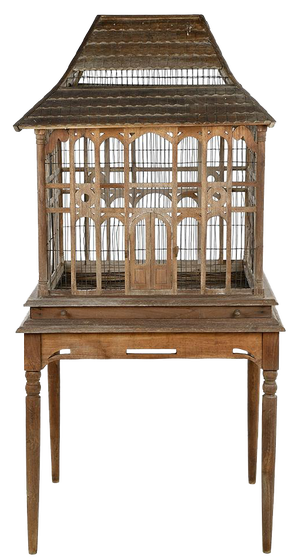 Bird Cage on Carved Wooden Legs