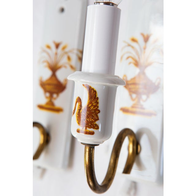 Antique French Wall Lights Lamballe from Porcelaine De Paris, 1920s, Set of 2 For Sale - Image 3 of 7