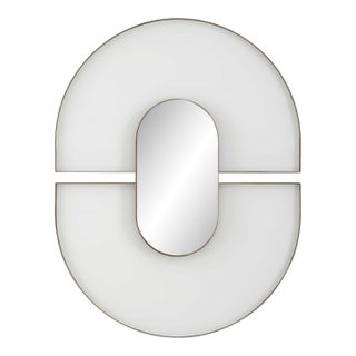 Encase Modern White Oval Mirror For Sale