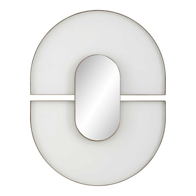 Encase Modern White Oval Mirror For Sale