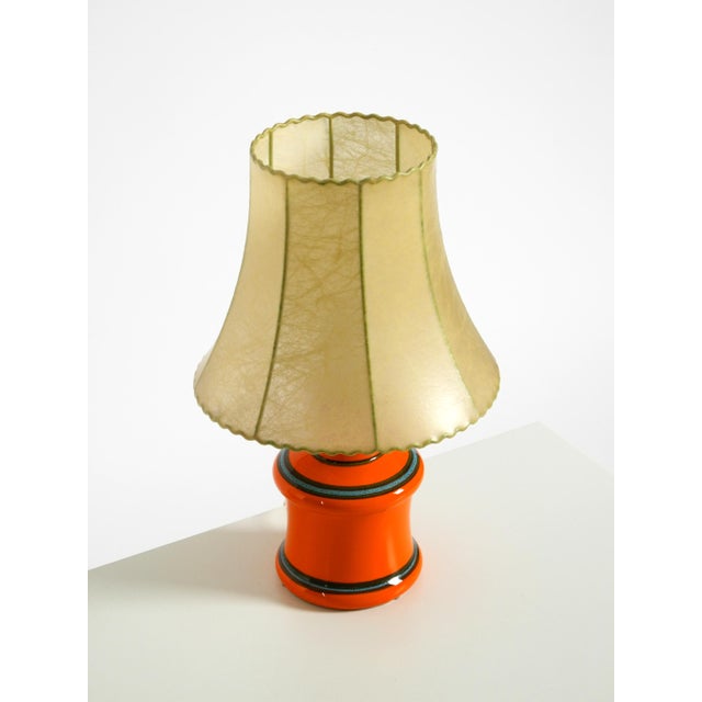 1960s 1960s Orange Ceramic Table Lamp with Cocoon Shade | Made in Italy For Sale - Image 5 of 18