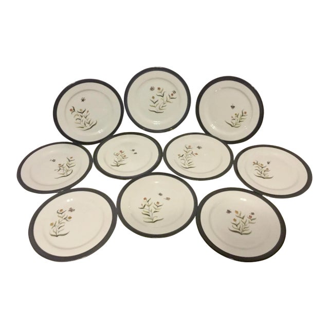 1990s Hand Painted Monastery of Bethlehem Fine Porcelain Salad Plates- Set of 10 For Sale