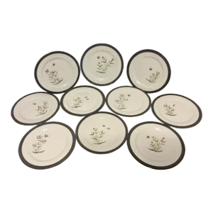 1990s Hand Painted Monastery of Bethlehem Fine Porcelain Salad Plates- Set of 10