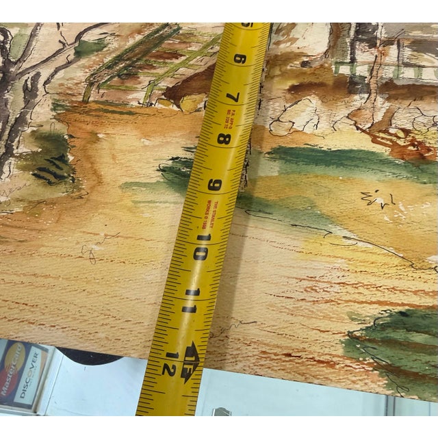 Copper Signed Original Watercolor 12x18 Dated 1961 For Sale - Image 8 of 8