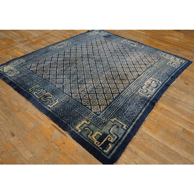 Early 20th Century N. Chinese Baotou Carpet ( 6'2" x 6'10" - 188 x 208 ) Antique Square Baotou Wool Blue Rug, Country of...