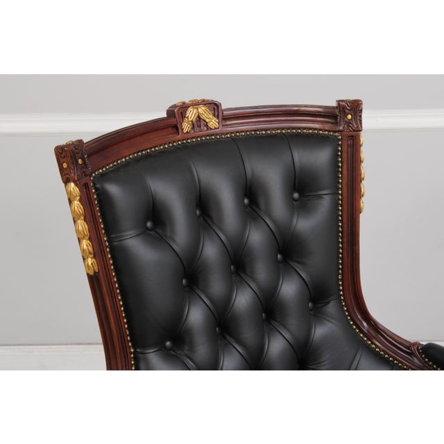 Animal Skin Francesco Molon Black Tufted Leather Swivel Arm Chair For Sale - Image 7 of 18