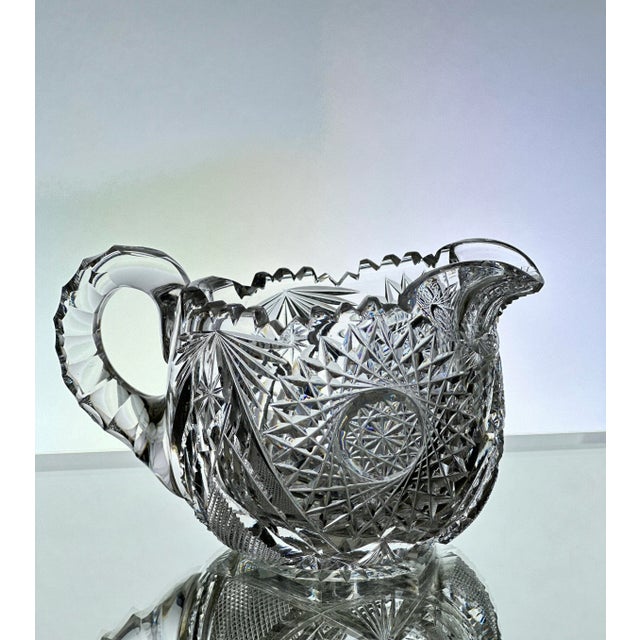 Antique Late 19th Century American Brilliant Period Crystal Hand Cut Sugar and Creamer Set- 2 Pieces For Sale - Image 4 of 10