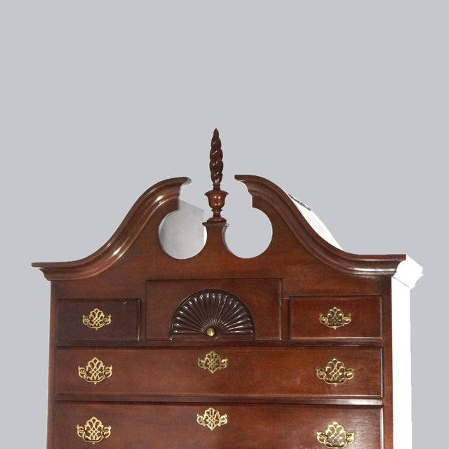 American Heritage Queen Anne Style Mahogany Chest On Chest by Hickory 20th Century For Sale - Image 11 of 12
