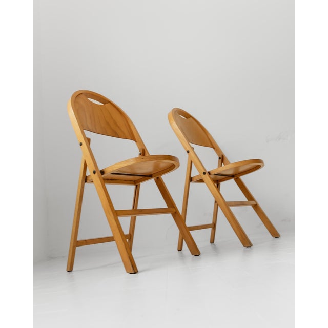 Wood Vintage Tric Folding Chairs by Achille and Pier Giacomo Castiglioni for Bernini, 1970s, Set of 2 For Sale - Image 7 of 13