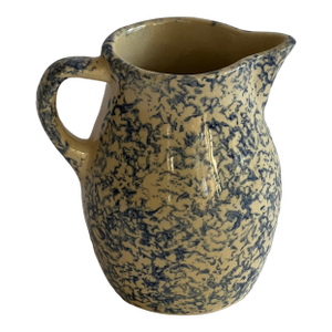 VTG RRP Co. Blue Spongeware Pitcher Robinson Ransbottom Roseville