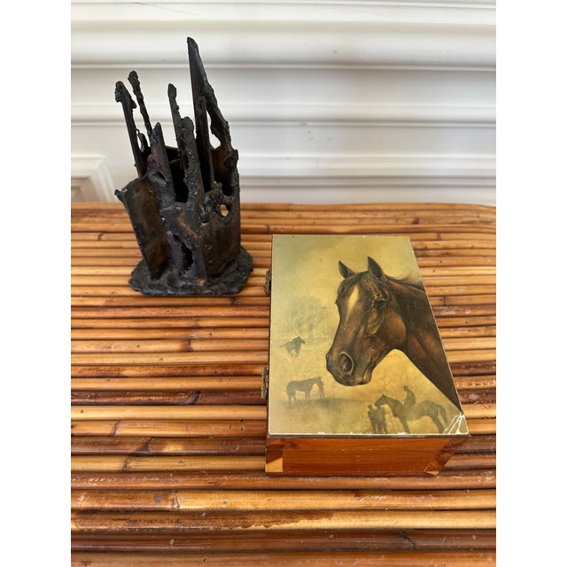 Bronze Vintage 1965 Bronze Brutalist Sculpture, Signed For Sale - Image 8 of 9