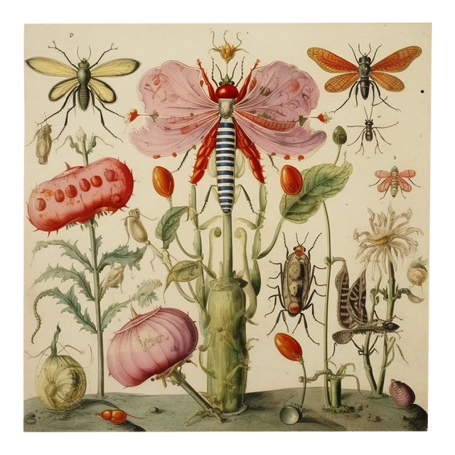 Insects and Flowers – Natural History Fine Art Print For Sale
