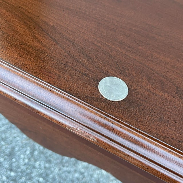 2000s Ethan Allen Georgian Court Queen Anne Solid Cherry Side or End Table With Drawer For Sale - Image 11 of 11