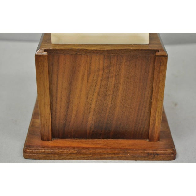 Vintage 1970s Art Deco Silver Metal Marble & Wood Figural Golf Trophy Award Cup For Sale - Image 10 of 17