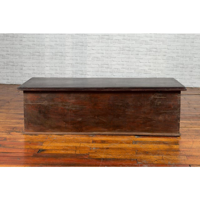 Asian Late 19th Century Coffer from Sumatra with Carved Motifs and Iron Hardware For Sale - Image 3 of 13